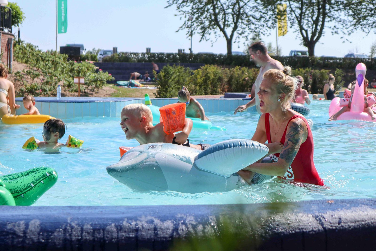 Heated outdoor swimming pool