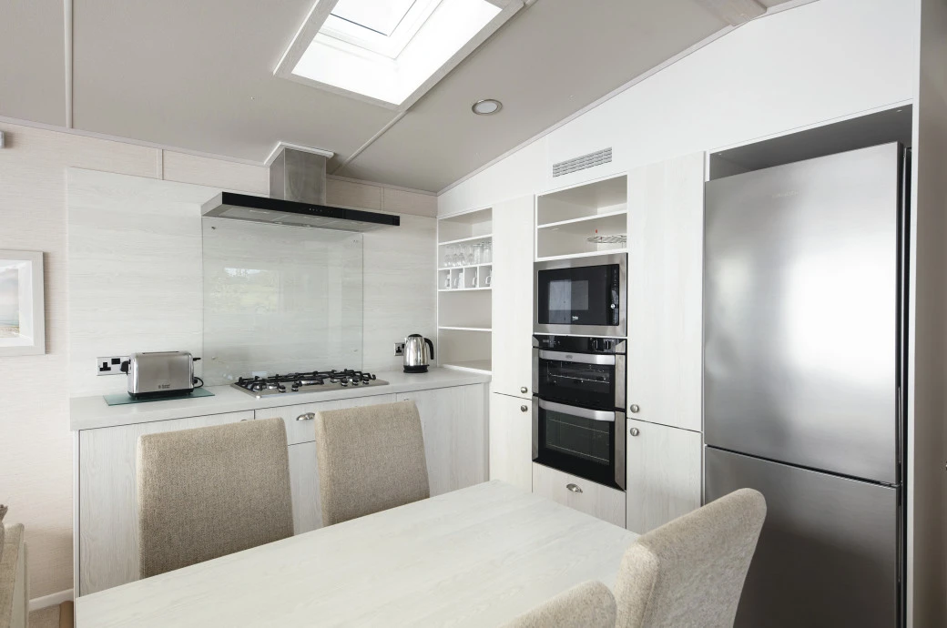 Lake view caravan interior